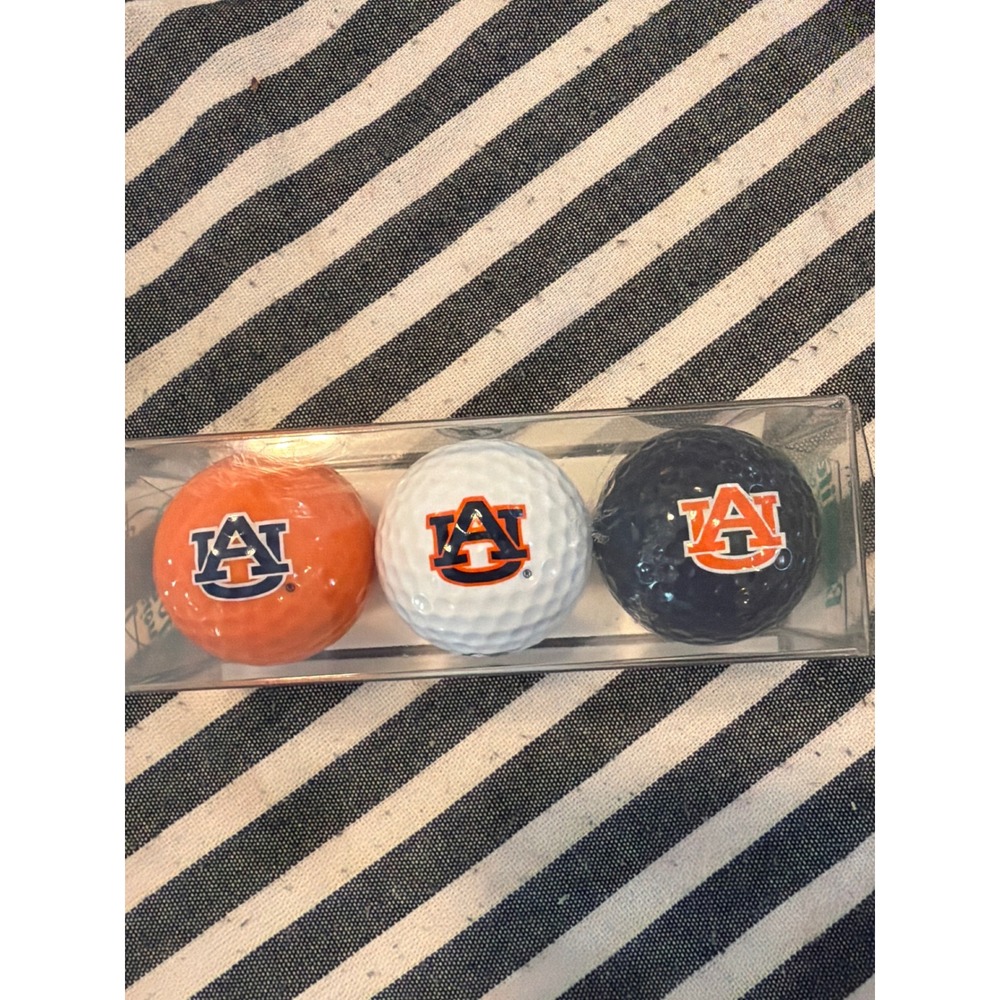 Auburn Tigers NCAA Golf Balls 3 Pack Orange White Navy Blue AU Logo New